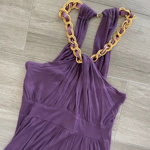 Purple Halter Mini Dress with Gold Accent